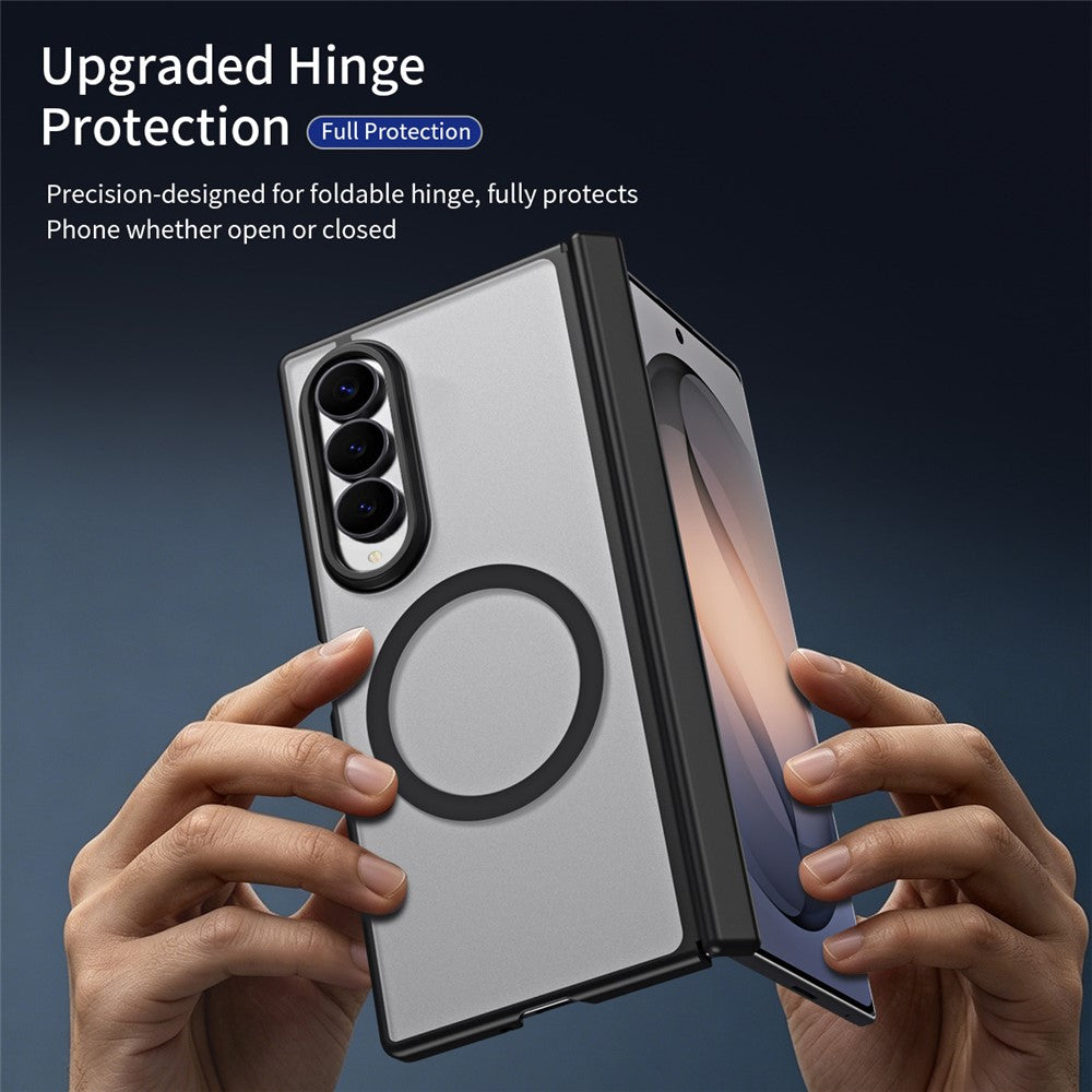 For Samsung Galaxy Z Fold4 5G Case Hard PC Matte Phone Cover with Built-in Tempered Glass Film
