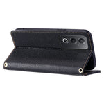 For Oppo A3 Pro (Global) 5G  /  A3 Pro (India) 5G  /  A80 5G  /  K12x 5G (Global) Leather Case with Wrist Strap and Shoulder Strap Dual Color Multi Card Slots Phone Cover