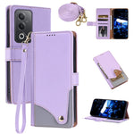 For Oppo A3 Pro (Global) 5G  /  A3 Pro (India) 5G  /  A80 5G  /  K12x 5G (Global) Leather Case with Wrist Strap and Shoulder Strap Dual Color Multi Card Slots Phone Cover