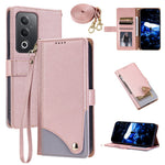 For Oppo A3 Pro (Global) 5G  /  A3 Pro (India) 5G  /  A80 5G  /  K12x 5G (Global) Leather Case with Wrist Strap and Shoulder Strap Dual Color Multi Card Slots Phone Cover