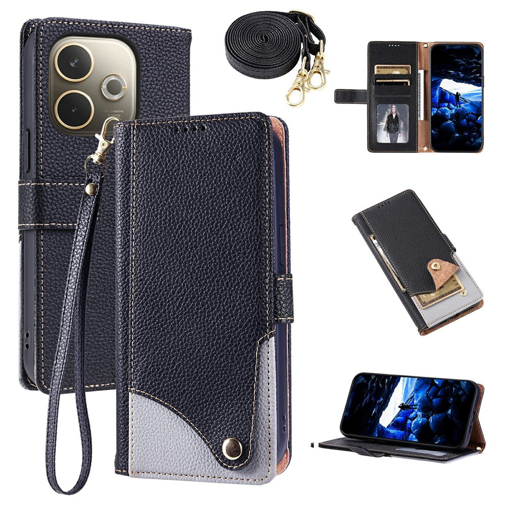 Til Oppo A5 Pro 5G (Global) / A5 Pro 4G (Global) Læderetui med håndrem og skulderrem Dual Color Multi Card Slots Telefoncover
