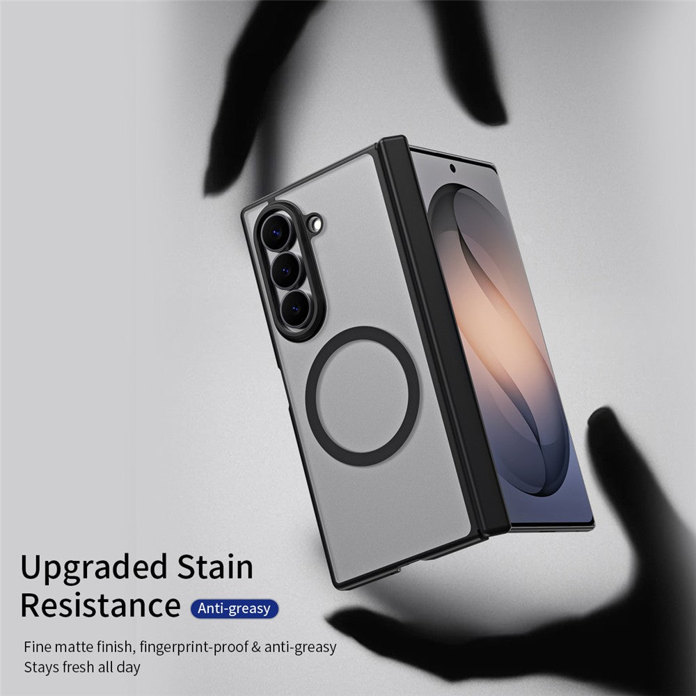 For Samsung Galaxy Z Fold6 5G Case Hard PC Matte Phone Cover with Built-in Tempered Glass Film