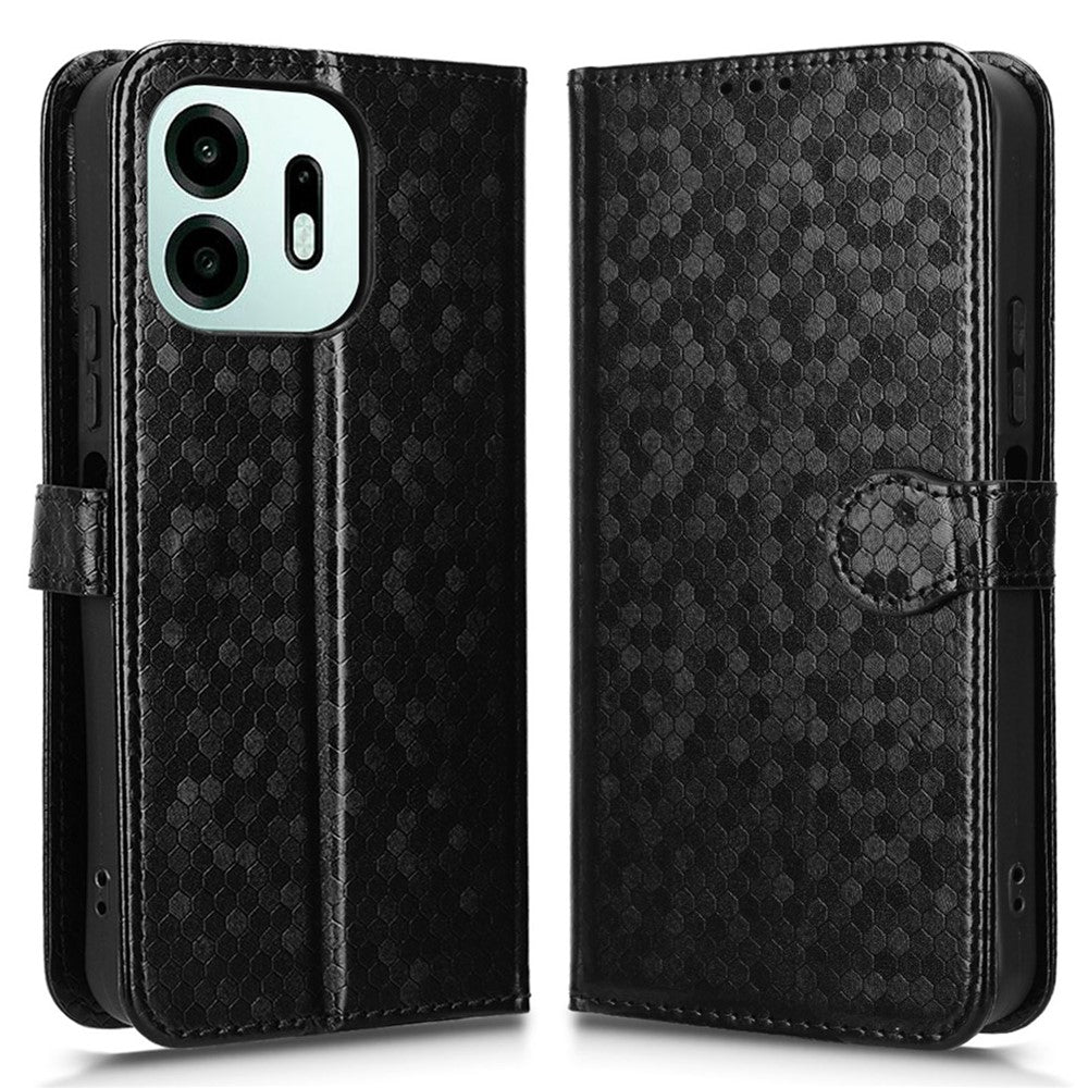 For OnePlus N6 4G Wallet Case Dot Pattern Imprint PU Leather Phone Cover with Wrist Strap