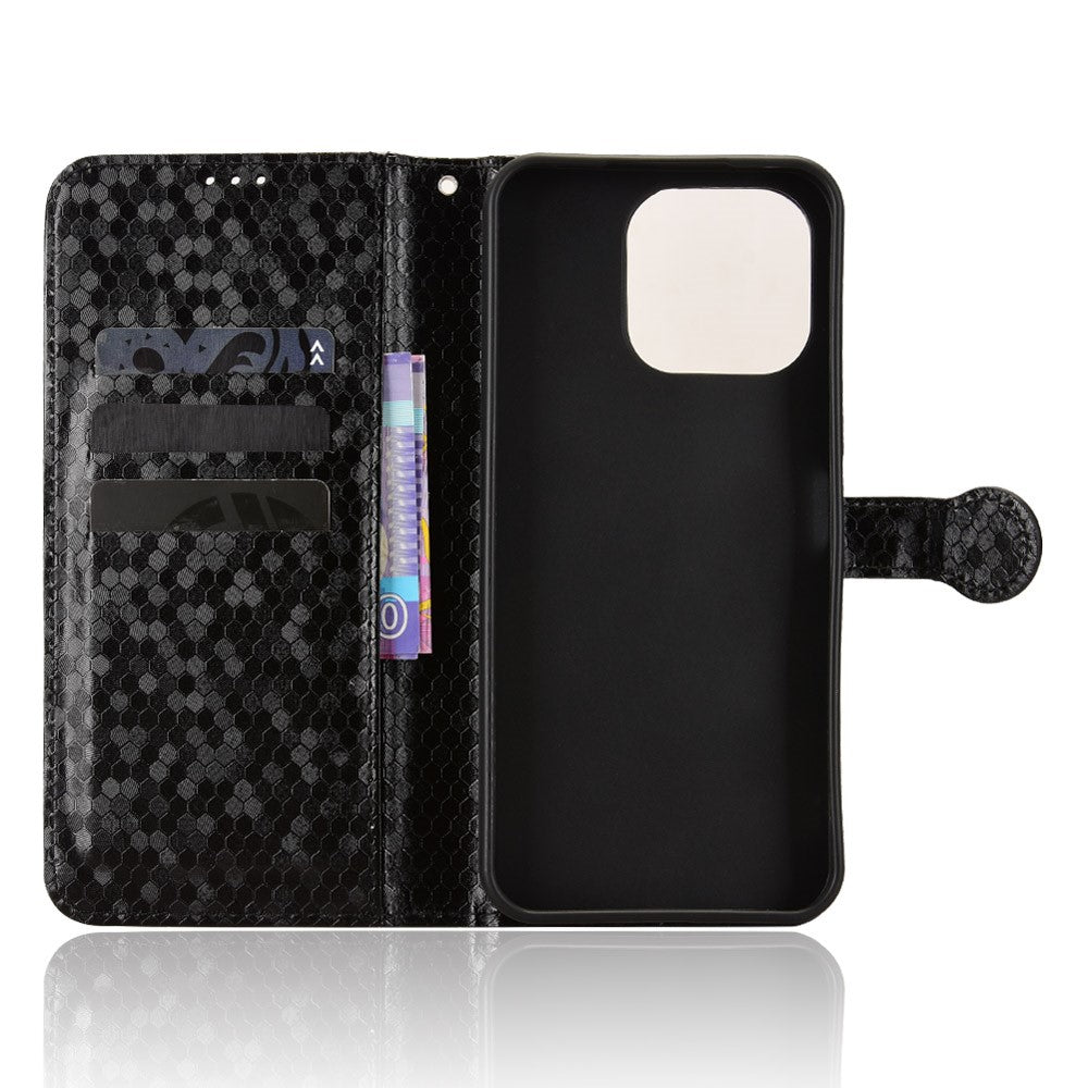 For OnePlus N6 4G Wallet Case Dot Pattern Imprint PU Leather Phone Cover with Wrist Strap