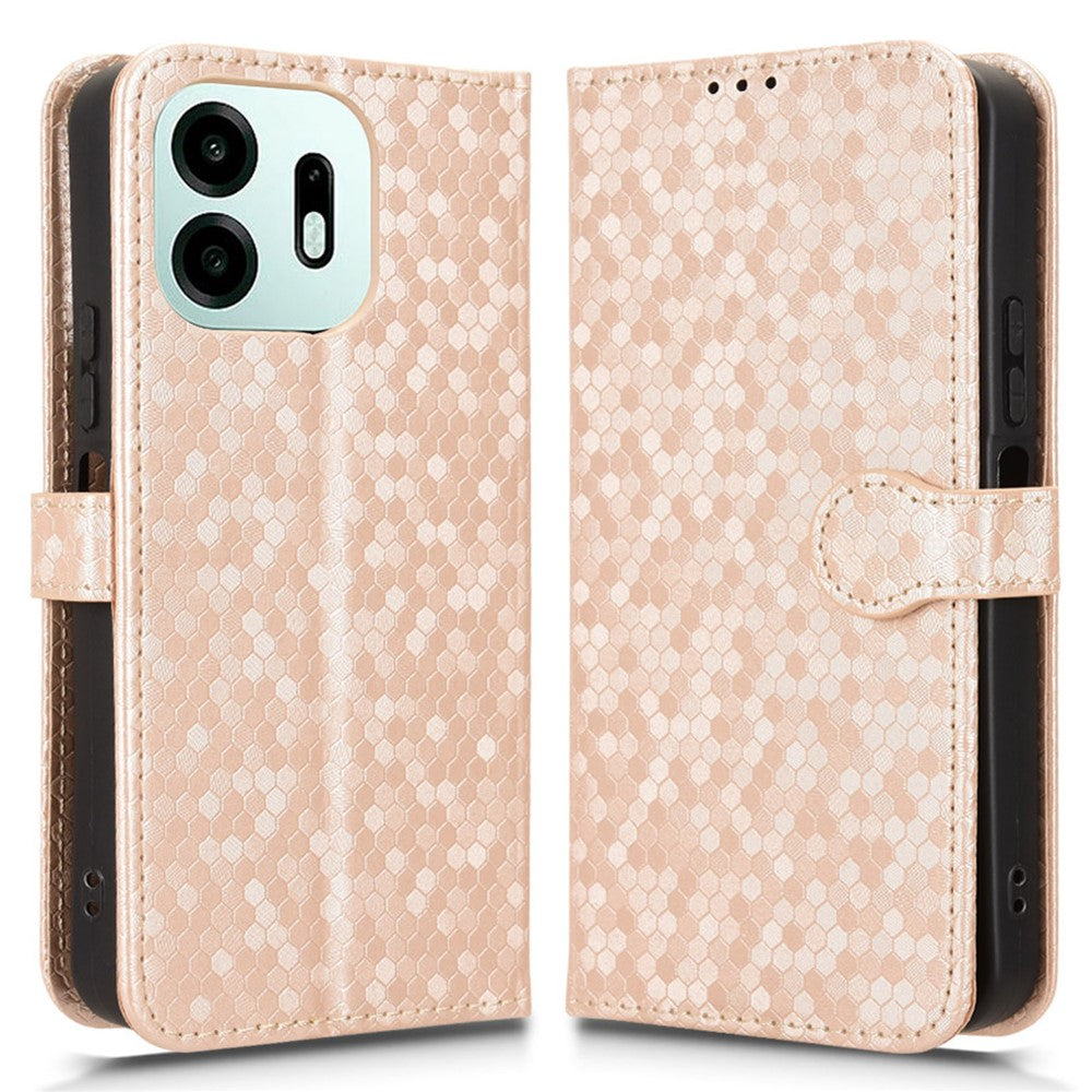 For OnePlus N6 4G Wallet Case Dot Pattern Imprint PU Leather Phone Cover with Wrist Strap