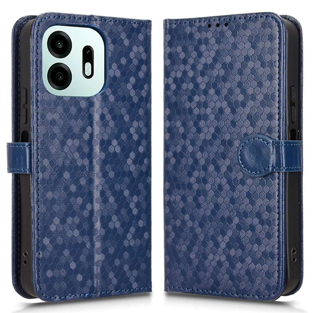For OnePlus N6 4G Wallet Case Dot Pattern Imprint PU Leather Phone Cover with Wrist Strap