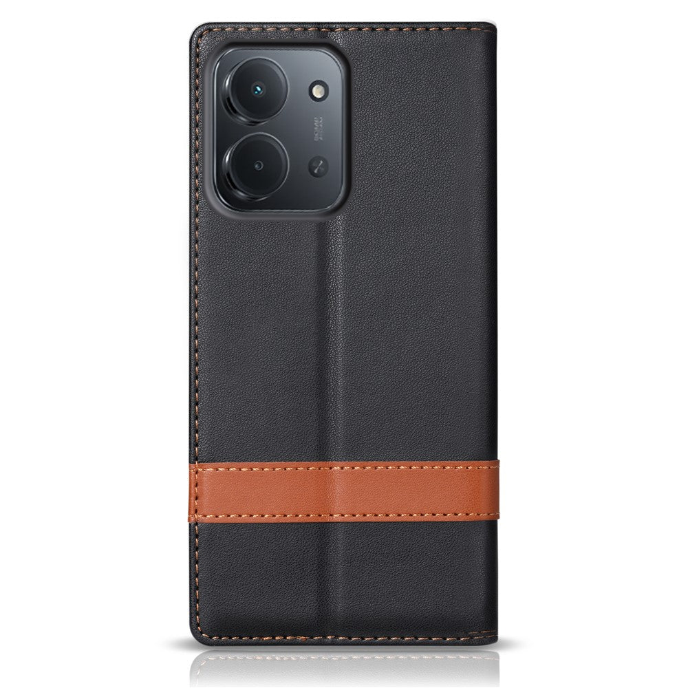 N.BEKUS P5-serien til Xiaomi Redmi 15C 5G (EU) (173 mm) / Redmi 15C 4G (EU) (173 mm), læderetui med tofarvede syninger, RFID-blokerende tegnebogsetui til mobil