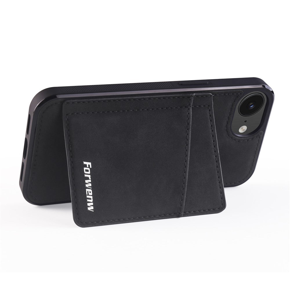 FORWENW F8 Series for iPhone 17e / 16e Case Card Slot Kickstand Leather Coated TPU Phone Cover