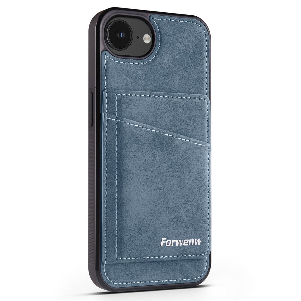 FORWENW F8 Series for iPhone 17e / 16e Case Card Slot Kickstand Leather Coated TPU Phone Cover