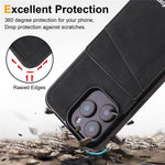 FORWENW F8 Series for iPhone 16 Pro Max Case Card Slot Kickstand Leather Coated TPU Phone Cover