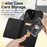 FORWENW F8 Series for iPhone 16 Pro Max Case Card Slot Kickstand Leather Coated TPU Phone Cover