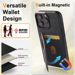 FORWENW F8 Series for iPhone 16 Pro Max Case Card Slot Kickstand Leather Coated TPU Phone Cover