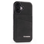 FORWENW F8-serien til iPhone 16 Plus Cover med Kortplads og Støtteben i Læderbelagt TPU