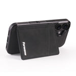 FORWENW F8-serien til iPhone 16 Plus Cover med Kortplads og Støtteben i Læderbelagt TPU