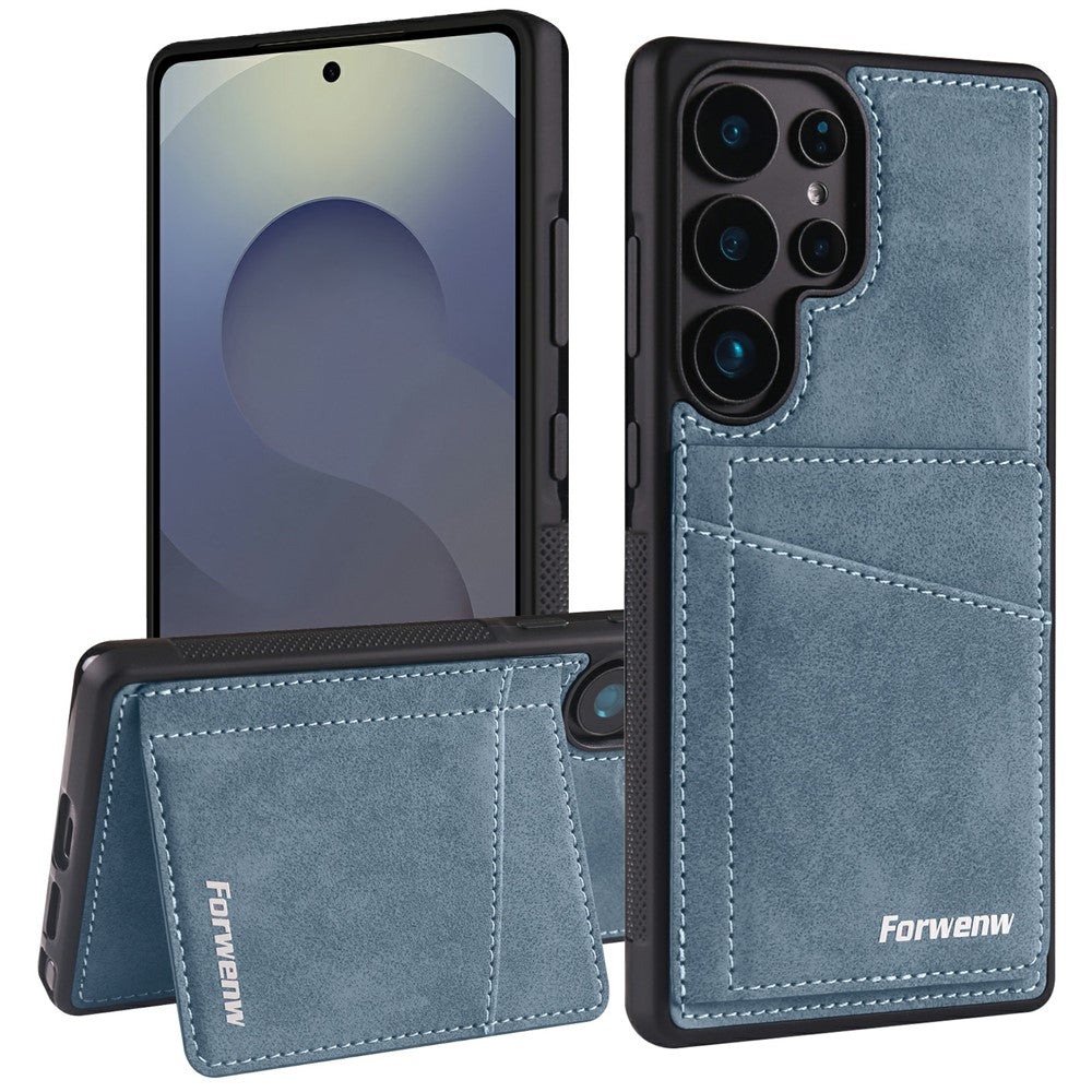 Forwenw F8-serien för Galaxy S25 Ultra-skal i PU-läder, TPU, stötsäkert, skrapkortshållare, stödfodral
