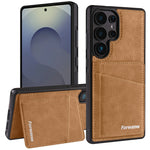 Forwenw F8-serien för Galaxy S25 Ultra-skal i PU-läder, TPU, stötsäkert, skrapkortshållare, stödfodral