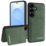 FORWENW F8 Series for Samsung Galaxy S24 FE Case Card Slot Kickstand Leather Coated TPU Phone Cover