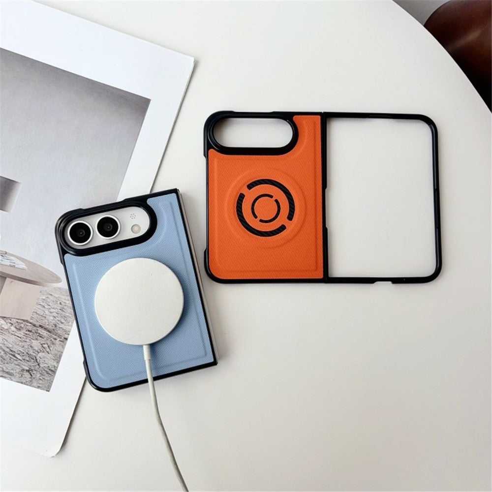 WANLONFENG KJB Series for iPhone Fold Magnetic Case Tech Fabric Texture PC + TPU Phone Protective Cover