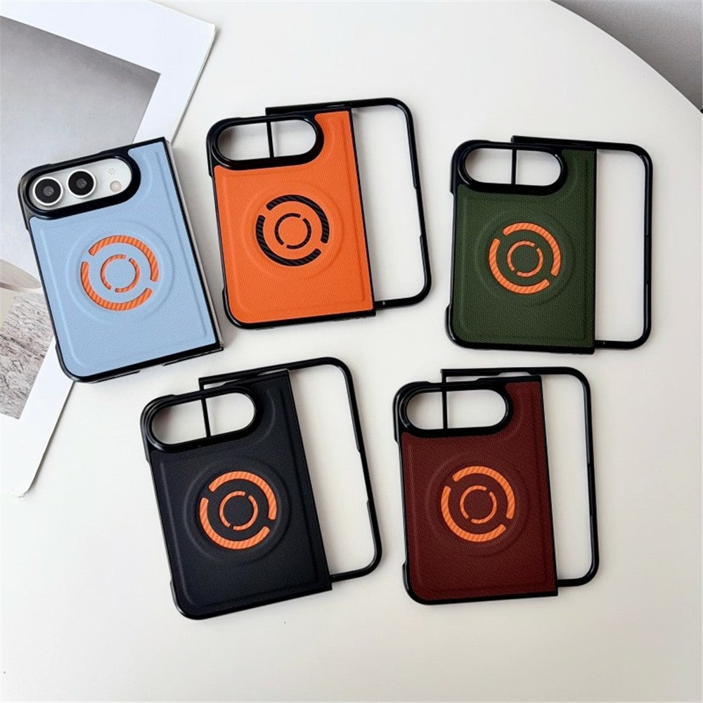 WANLONFENG KJB Series for iPhone Fold Magnetic Case Tech Fabric Texture PC + TPU Phone Protective Cover