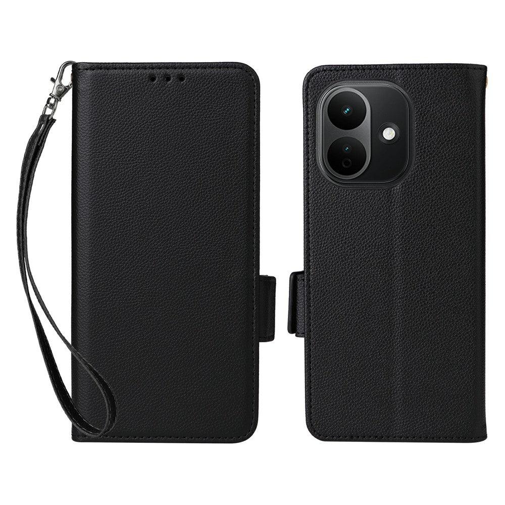 For Xiaomi Redmi Note 17 4G (Global) / Note 17 5G (Global) / Note 17 (India / China) 5G Case Litchi Texture Wallet Leather Phone Cover with Wrist Strap