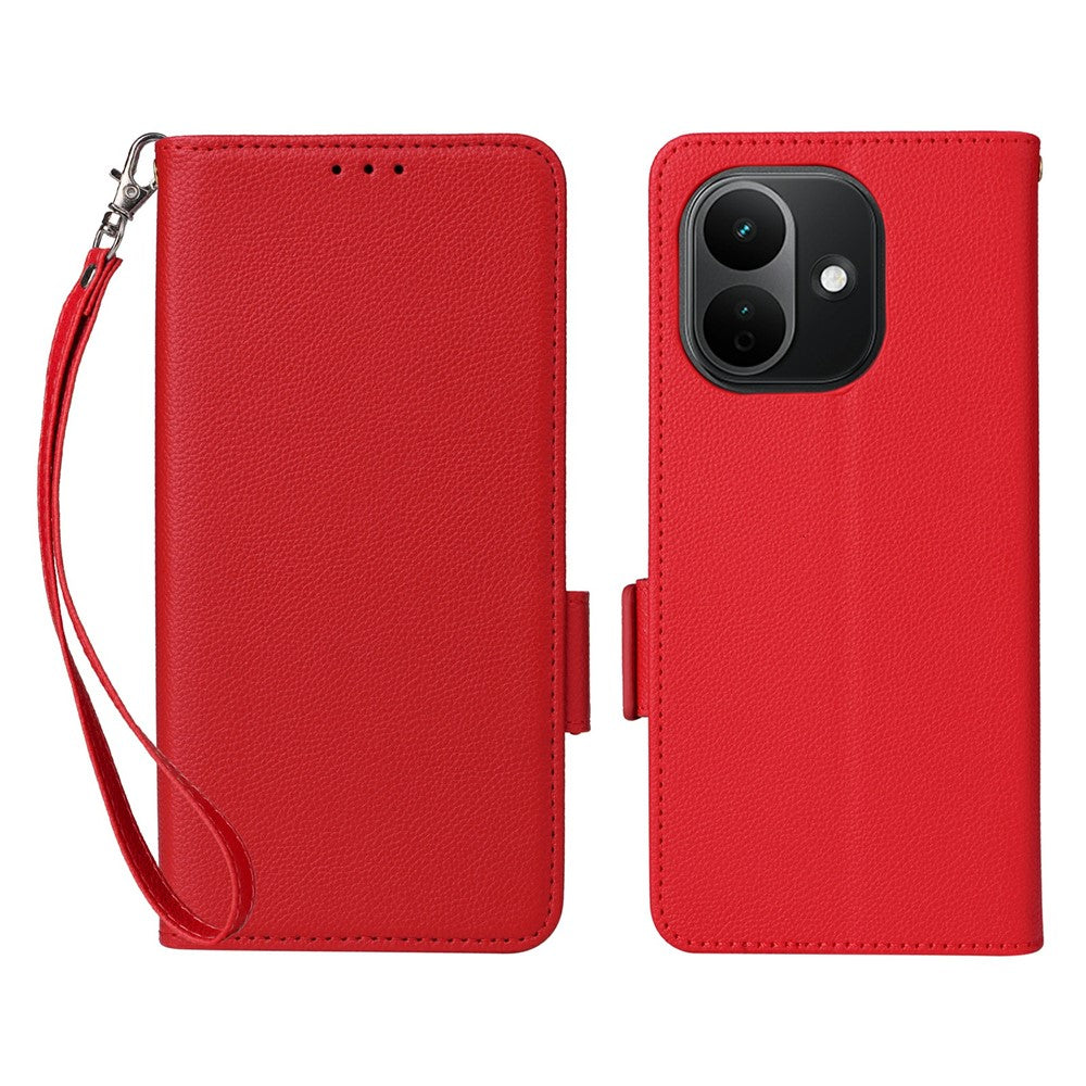 For Xiaomi Redmi Note 17 4G (Global) / Note 17 5G (Global) / Note 17 (India / China) 5G Case Litchi Texture Wallet Leather Phone Cover with Wrist Strap