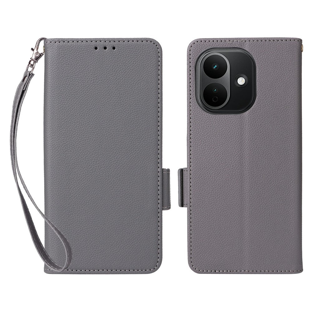 For Xiaomi Redmi Note 17 4G (Global) / Note 17 5G (Global) / Note 17 (India / China) 5G Case Litchi Texture Wallet Leather Phone Cover with Wrist Strap