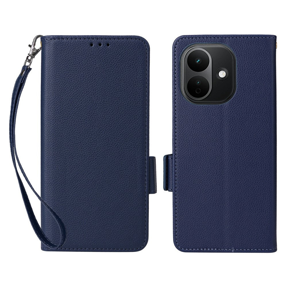 For Xiaomi Redmi Note 17 4G (Global) / Note 17 5G (Global) / Note 17 (India / China) 5G Case Litchi Texture Wallet Leather Phone Cover with Wrist Strap