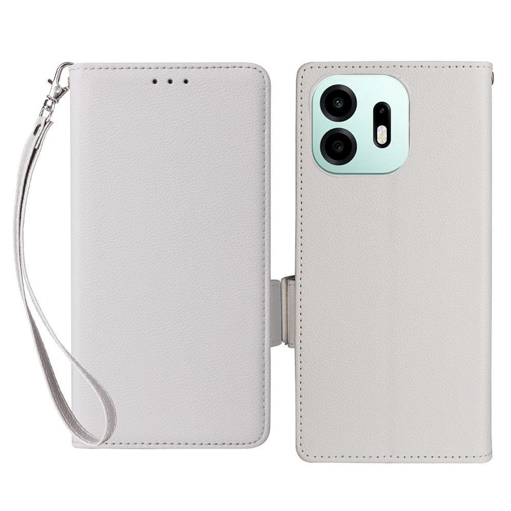 For OnePlus N6 4G Case Litchi Texture Wallet Leather Phone Cover with Wrist Strap
