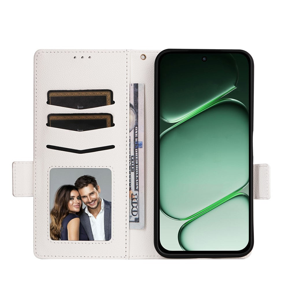 For OnePlus N6 4G Case Litchi Texture Wallet Leather Phone Cover with Wrist Strap
