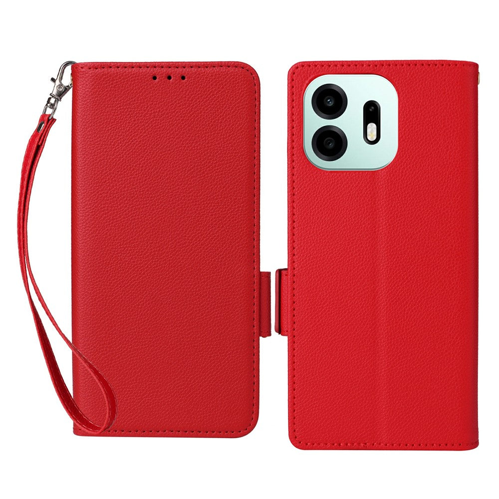 For OnePlus N6 4G Case Litchi Texture Wallet Leather Phone Cover with Wrist Strap