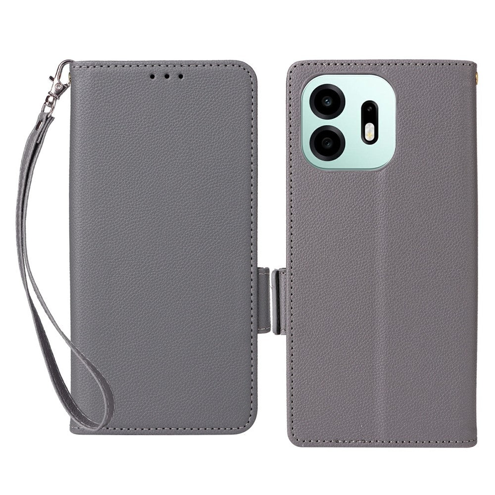 For OnePlus N6 4G Case Litchi Texture Wallet Leather Phone Cover with Wrist Strap