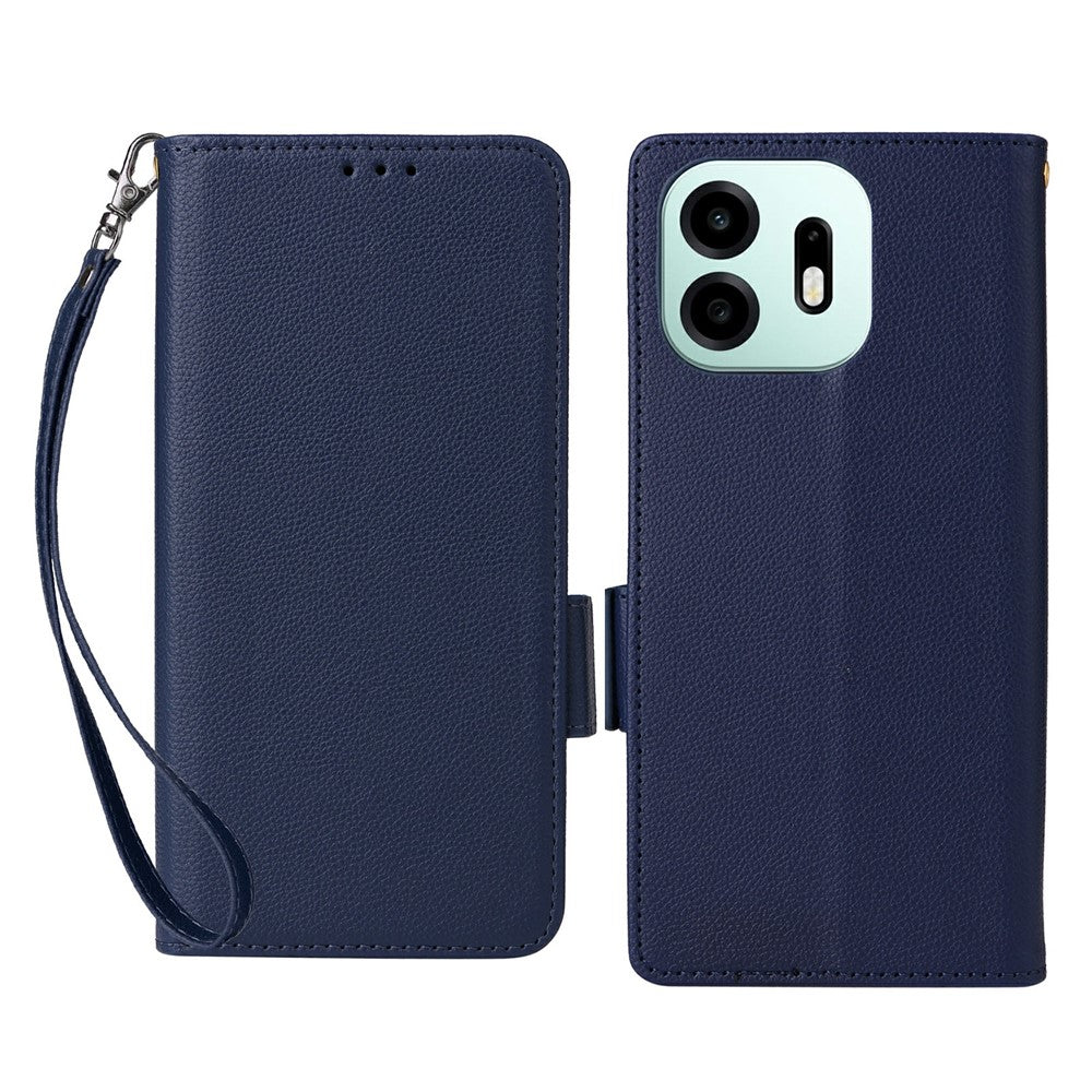 For OnePlus N6 4G Case Litchi Texture Wallet Leather Phone Cover with Wrist Strap