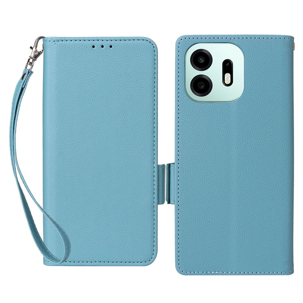 For OnePlus N6 4G Case Litchi Texture Wallet Leather Phone Cover with Wrist Strap