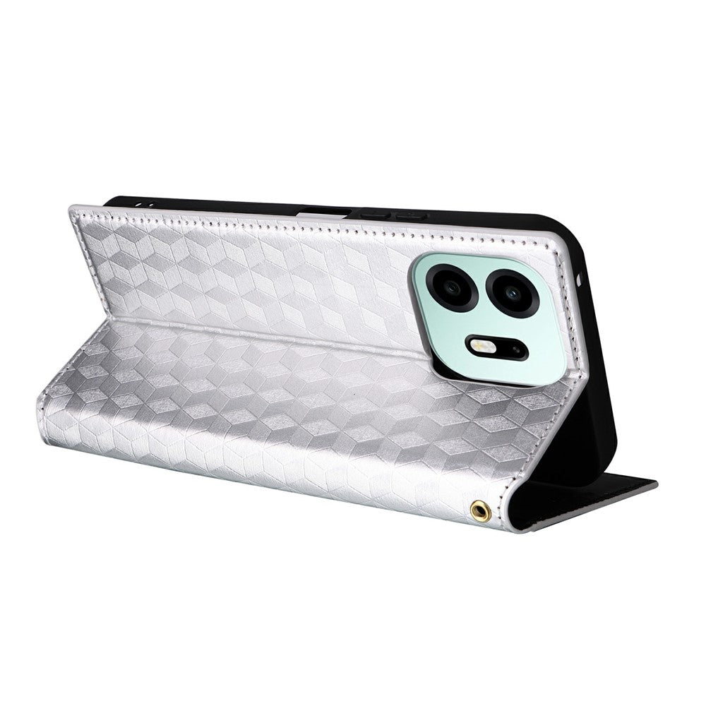 For OnePlus N6 4G Case Wallet Rhombus Imprinted PU Leather Phone Cover