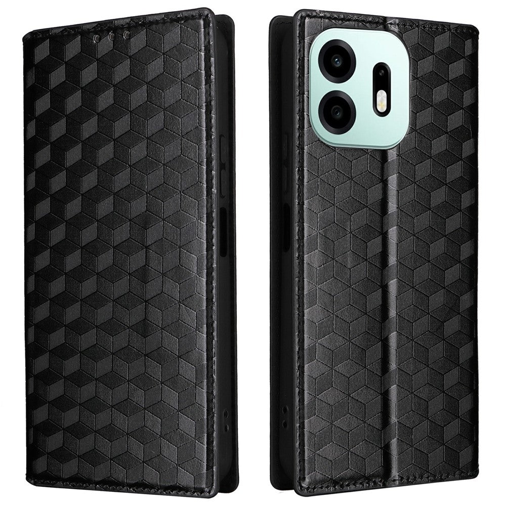 For OnePlus N6 4G Case Wallet Rhombus Imprinted PU Leather Phone Cover