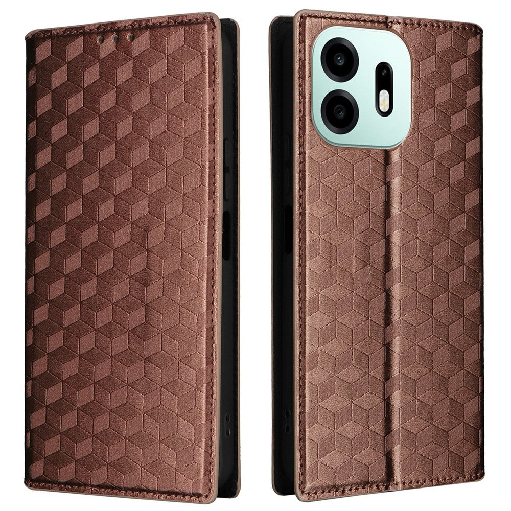 For OnePlus N6 4G Case Wallet Rhombus Imprinted PU Leather Phone Cover