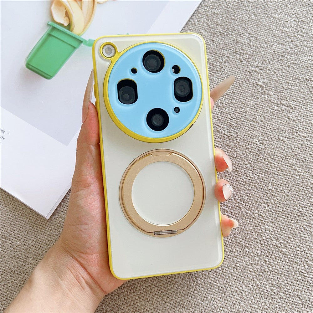 For Oppo Find X9 Ultra 5G Case Magnetic Rotating Kickstand Colorblock Design PC + TPU Phone Cover