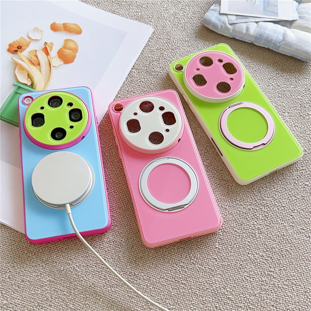 For Oppo Find X9 Ultra 5G Case Magnetic Rotating Kickstand Colorblock Design PC + TPU Phone Cover