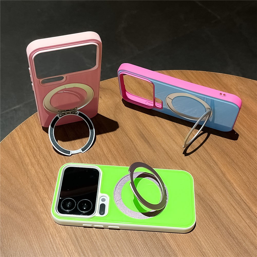 For Xiaomi 17 Pro Case Magnetic Rotating Kickstand Colorblock Design PC + TPU Phone Cover