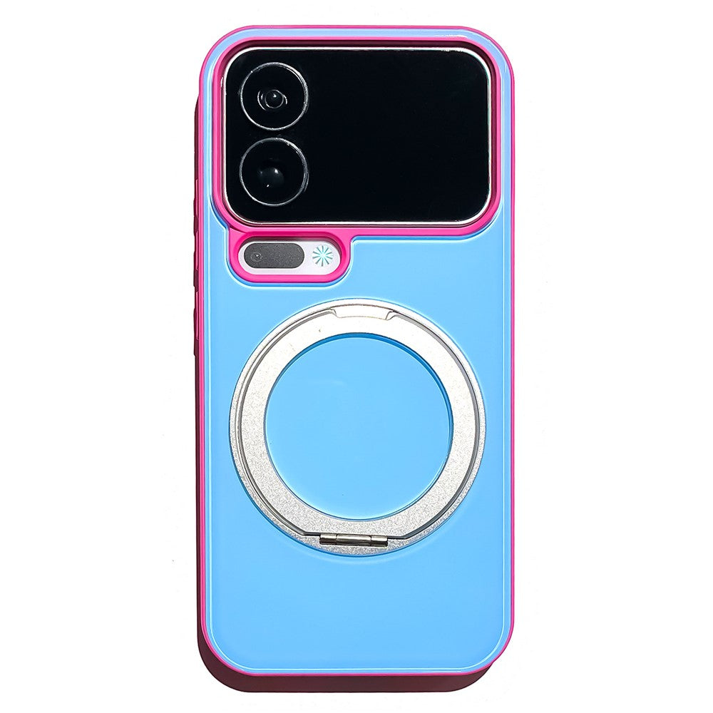 For Xiaomi 17 Pro Case Magnetic Rotating Kickstand Colorblock Design PC + TPU Phone Cover