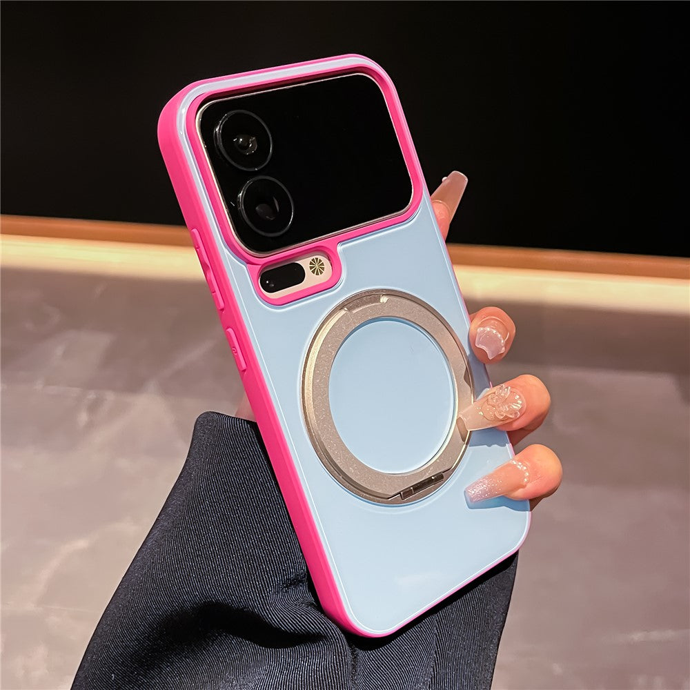 For Xiaomi 17 Pro Case Magnetic Rotating Kickstand Colorblock Design PC + TPU Phone Cover