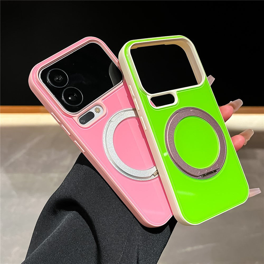 For Xiaomi 17 Pro Case Magnetic Rotating Kickstand Colorblock Design PC + TPU Phone Cover