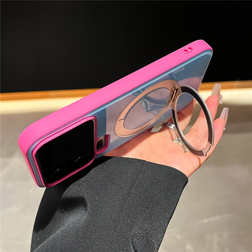 For Xiaomi 17 Pro Case Magnetic Rotating Kickstand Colorblock Design PC + TPU Phone Cover