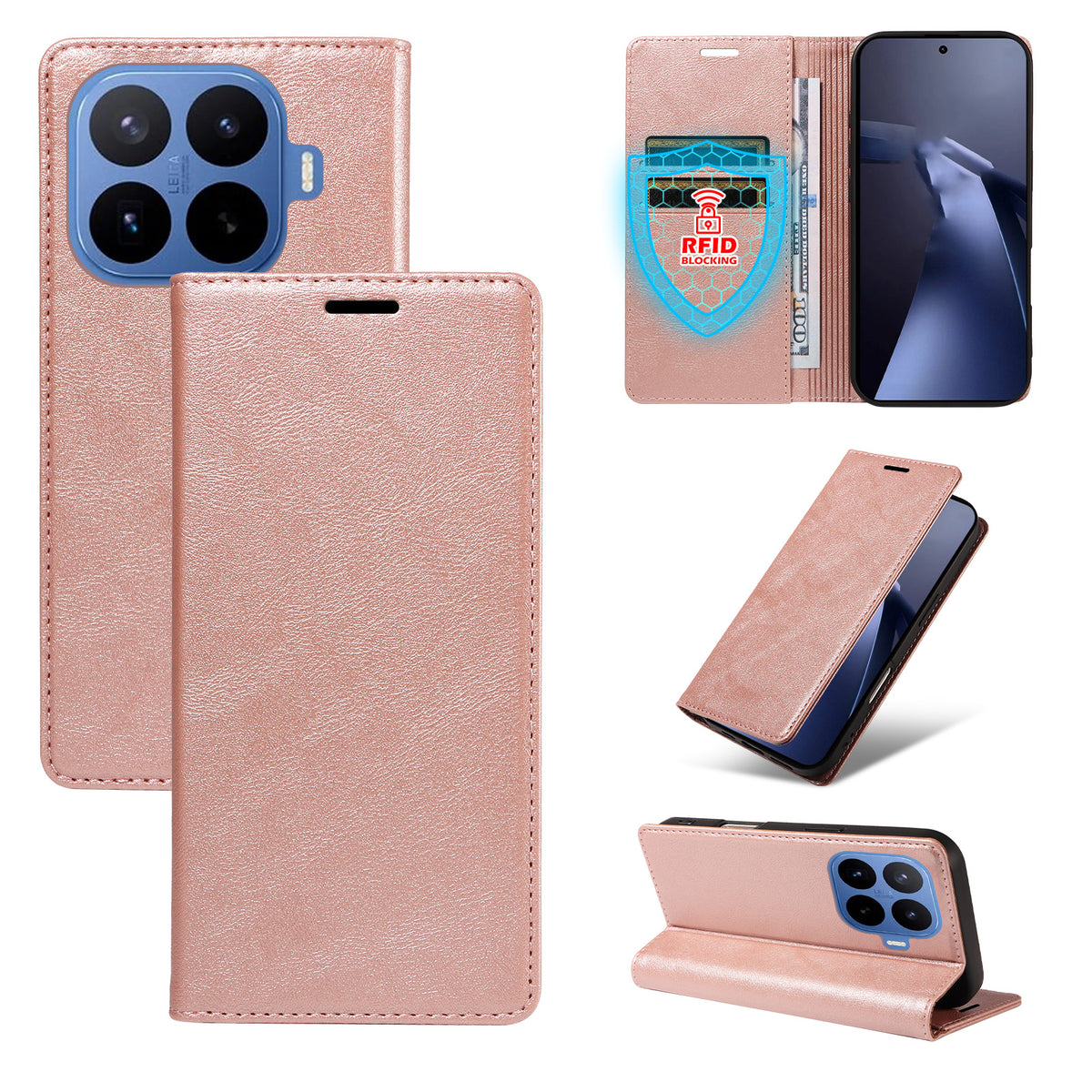 For Xiaomi 17T Wallet Case RFID Blocking Card Slots Stand Magnetic Closure Leather Phone Cover