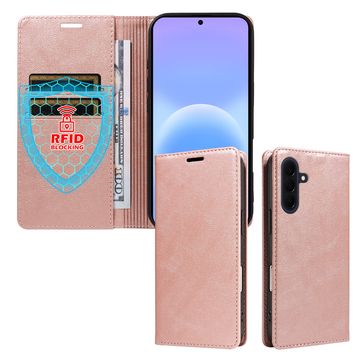 For Samsung Galaxy A57 5G Wallet Case RFID Blocking Card Slots Stand Magnetic Closure Leather Phone Cover