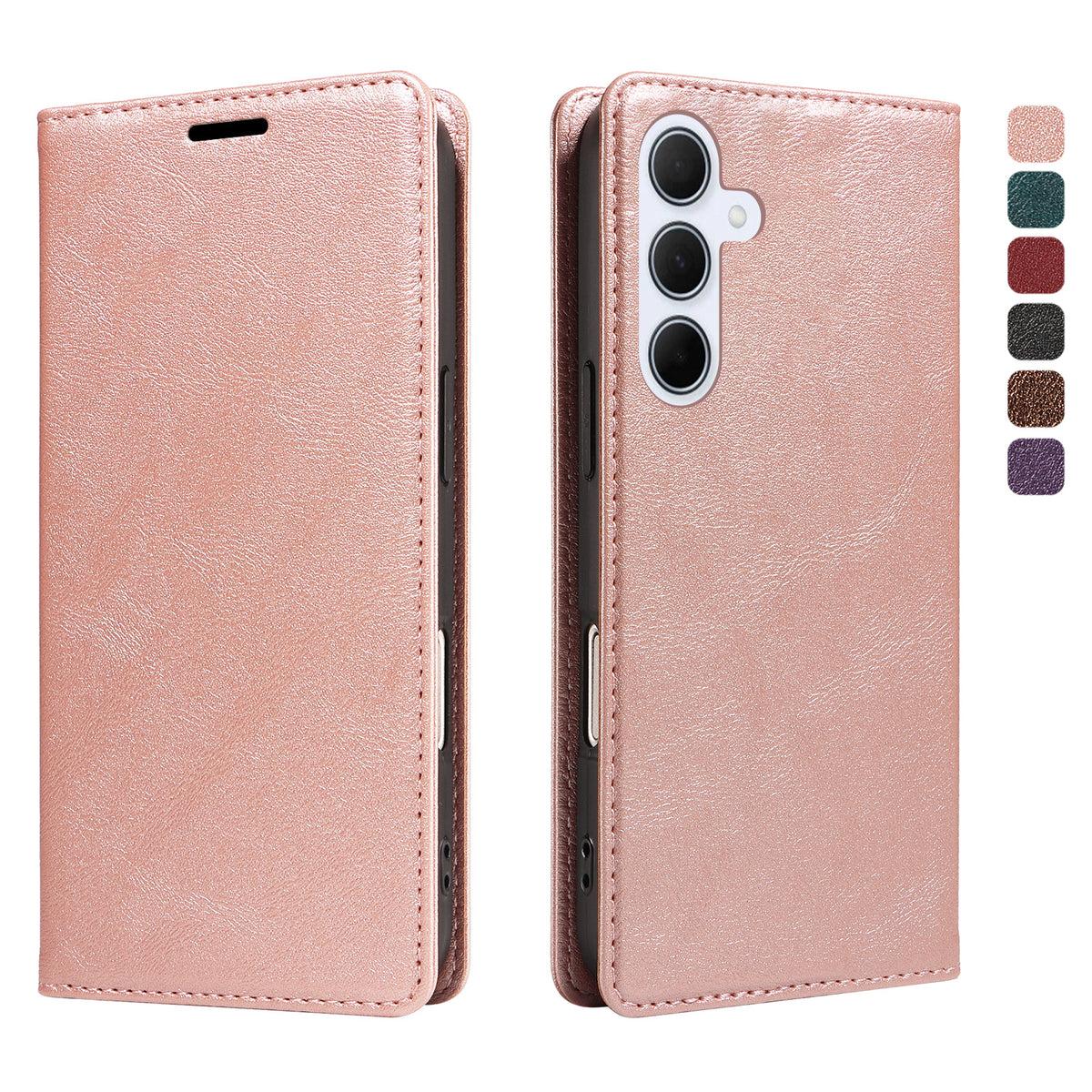 Til Samsung Galaxy A55 5G Pung Etui RFID Blokerende Kortpladser Stativ Magnetisk Lukning Læder Telefoncover