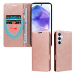 Til Samsung Galaxy A55 5G Pung Etui RFID Blokerende Kortpladser Stativ Magnetisk Lukning Læder Telefoncover