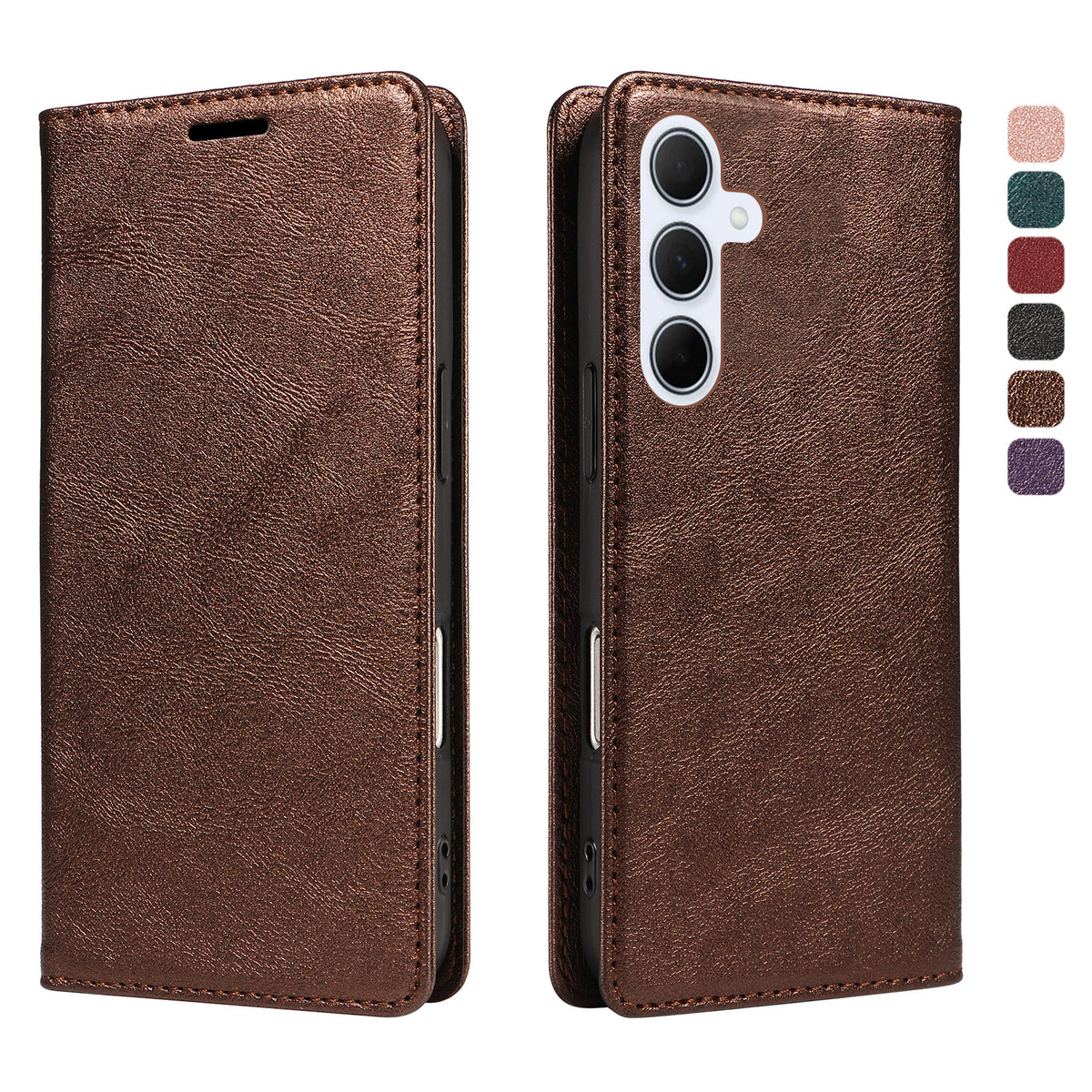 Til Samsung Galaxy A55 5G Pung Etui RFID Blokerende Kortpladser Stativ Magnetisk Lukning Læder Telefoncover