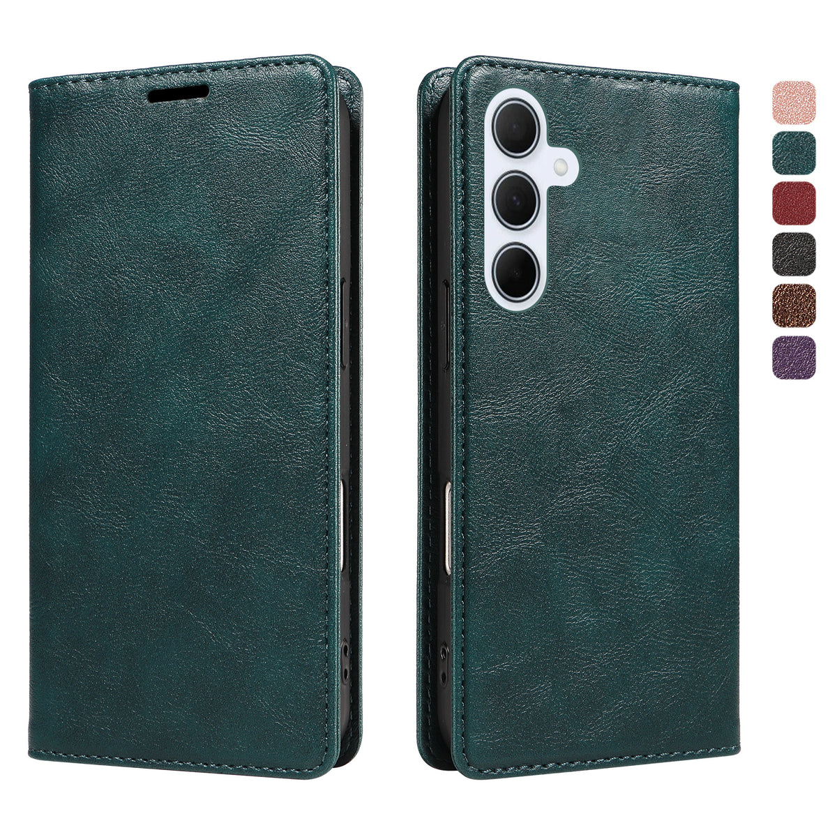 Til Samsung Galaxy A55 5G Pung Etui RFID Blokerende Kortpladser Stativ Magnetisk Lukning Læder Telefoncover