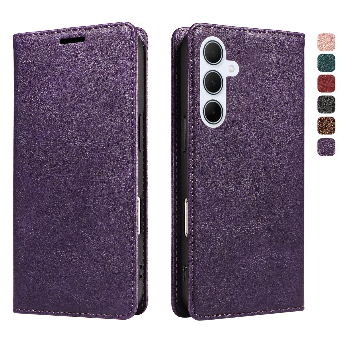 Til Samsung Galaxy A55 5G Pung Etui RFID Blokerende Kortpladser Stativ Magnetisk Lukning Læder Telefoncover